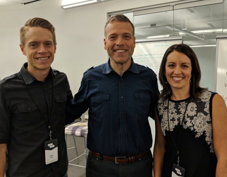 Julie and Sean Biddle with Donald Miller at StoryBrand Guide Certification Training in September of 2018.