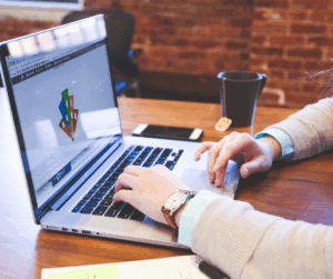 A woman using a laptop